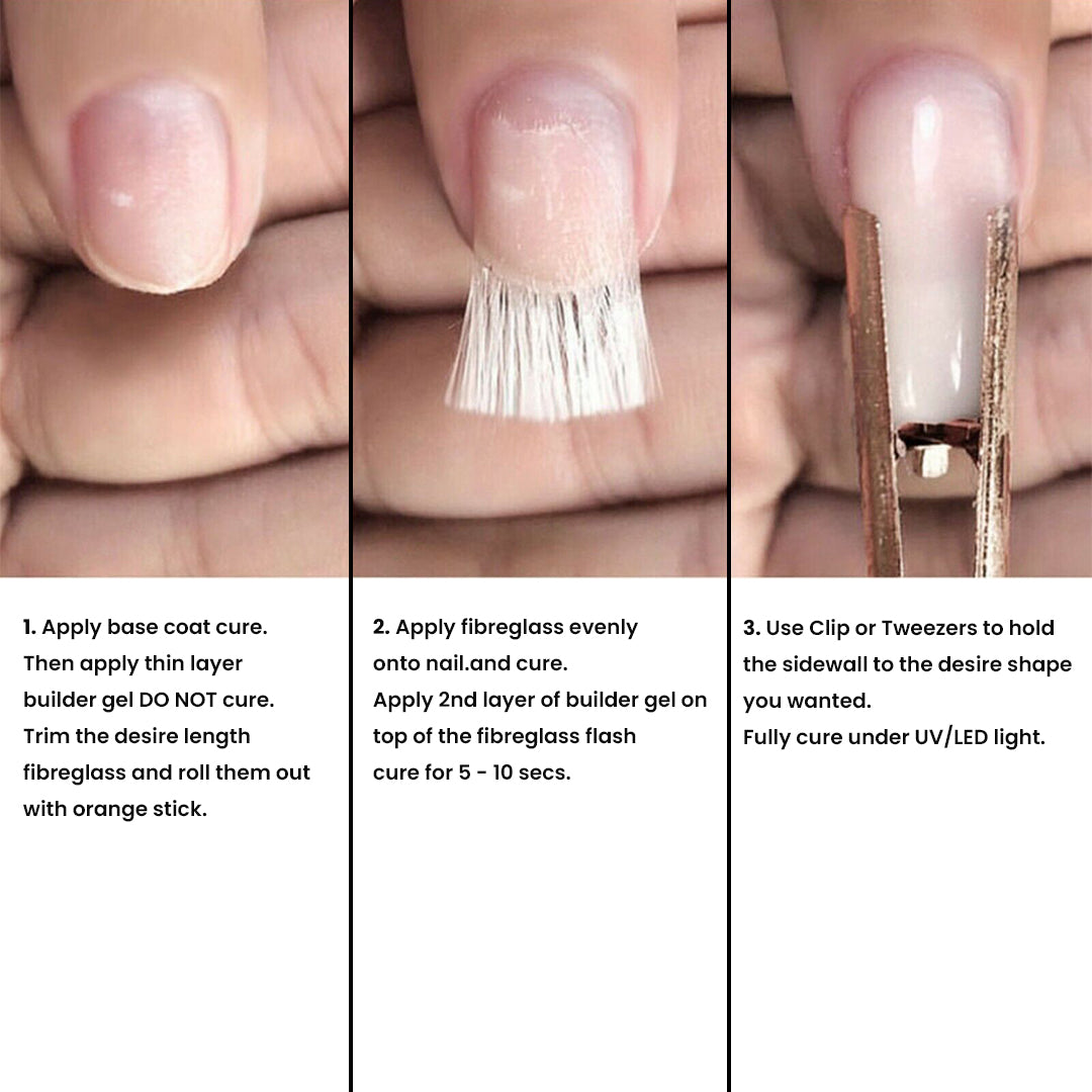 Step 1 applying base coat before fiberglass nails