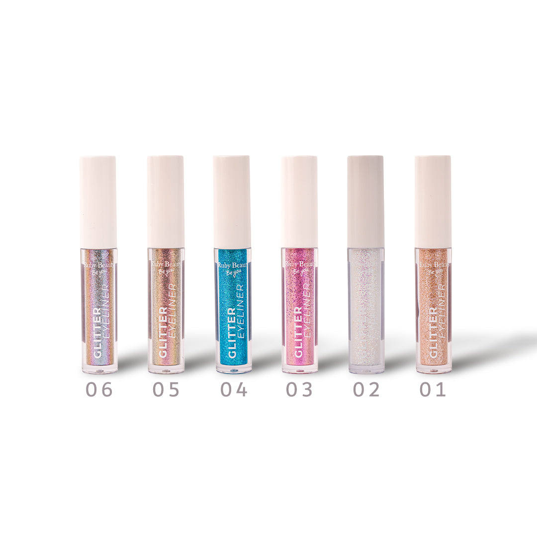 Full set of Ruby Beauty Glitter Eyeliners β 6 Shades