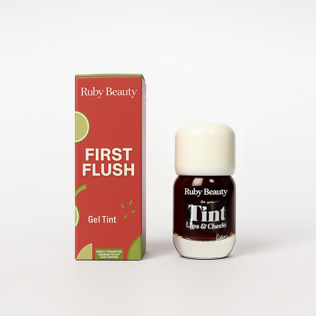 Ruby Beauty Lips & Cheeks Tint in First Flush β classic red gel tint for a youthful flush