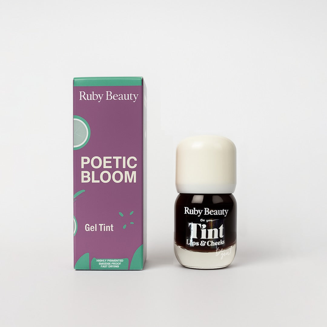 Ruby Beauty Lips & Cheeks Tint in Daring Charm β rich coral gel tint for bold looks