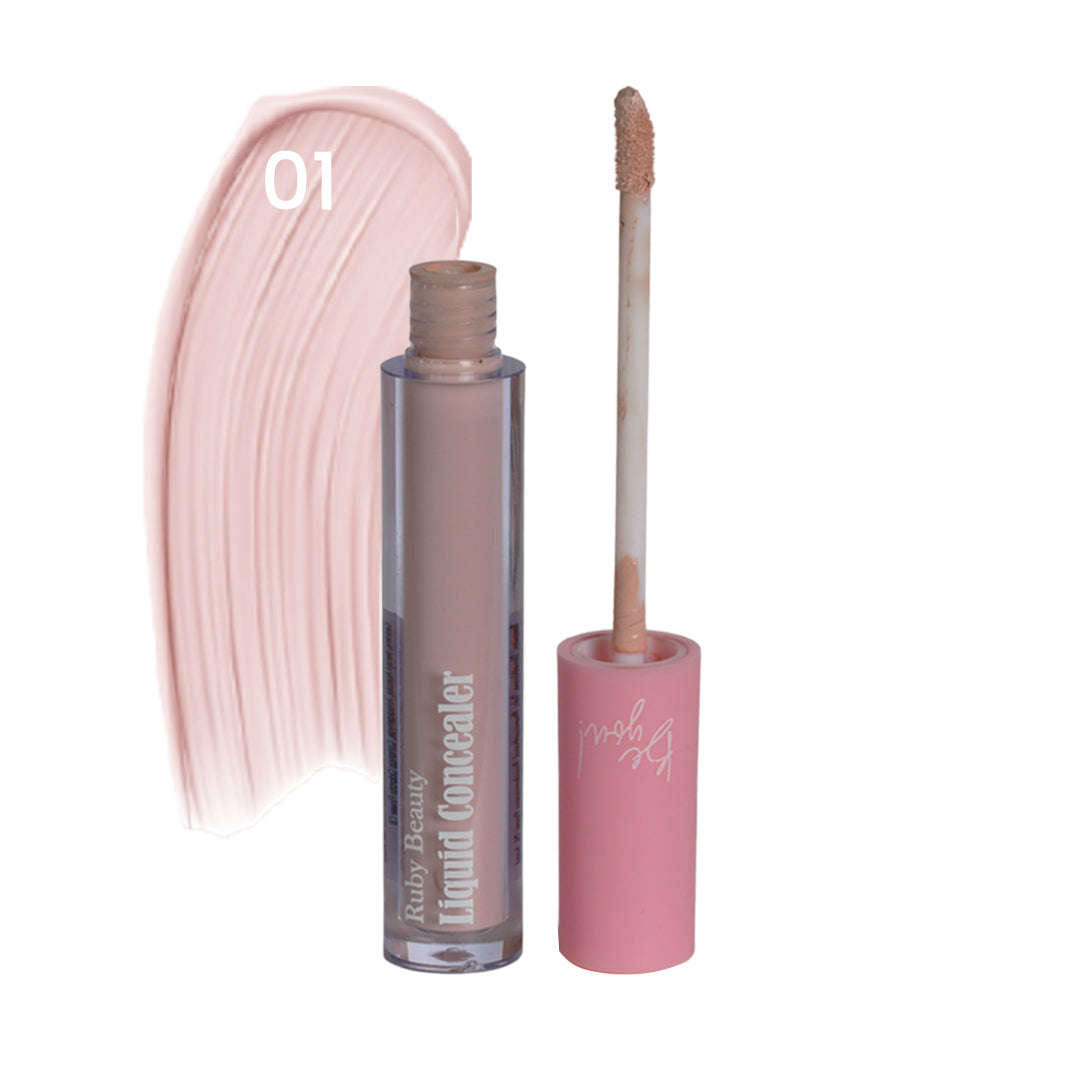 Ruby Beauty Liquid Concealer shade 01 – fair pink tone, open with applicator