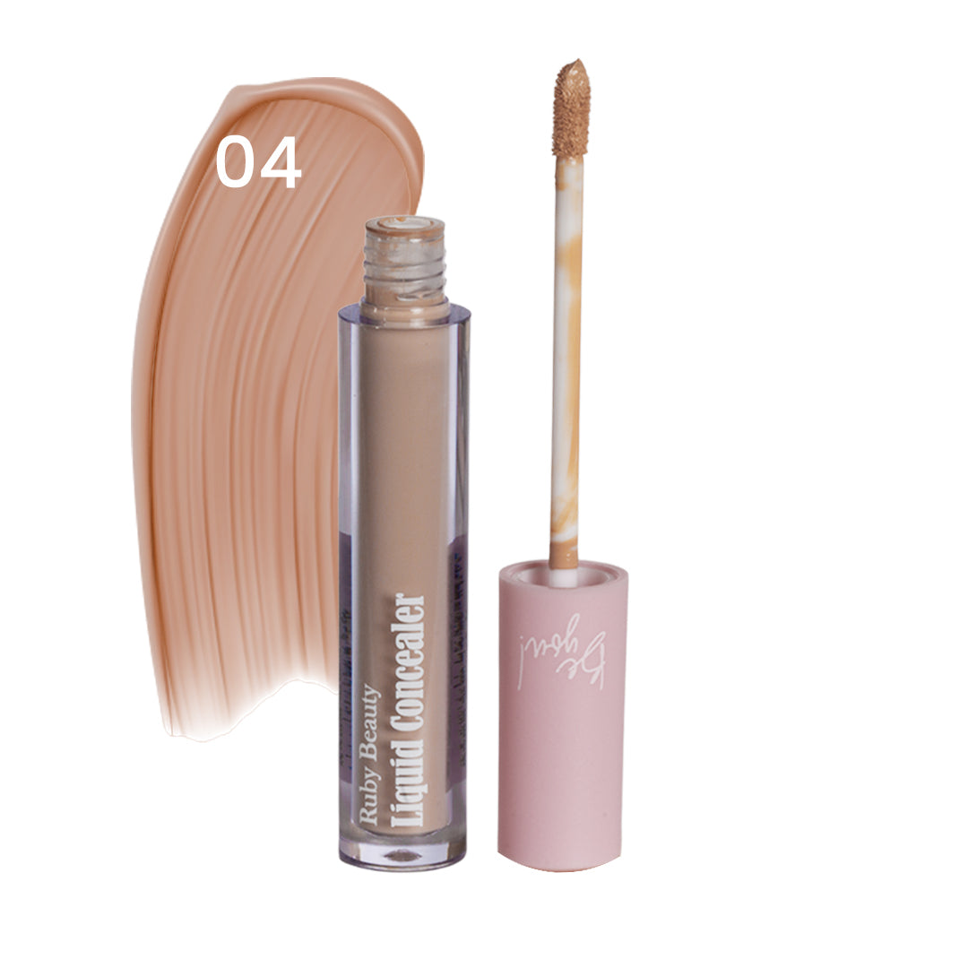 Ruby Beauty Liquid Concealer shade 04 – medium beige tone, open with applicator