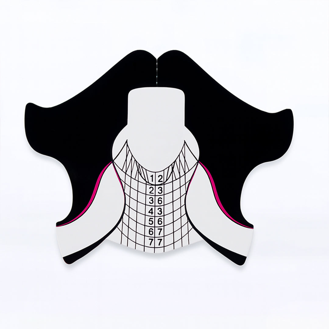 Roll of black and white nail forms with application sample