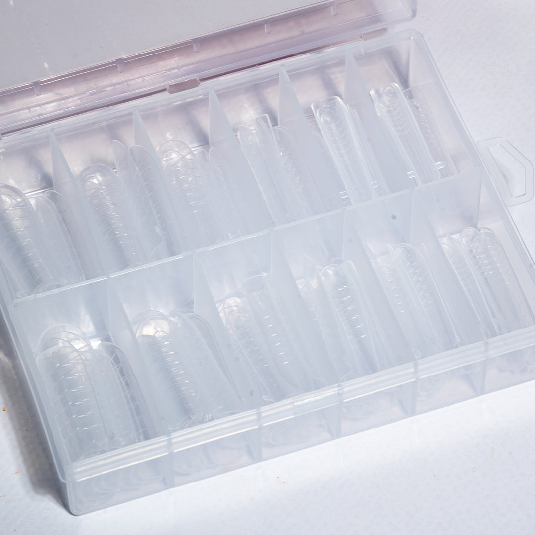 Ruby Beauty Plastic Nail Forms - Inside View with Multiple Sizes