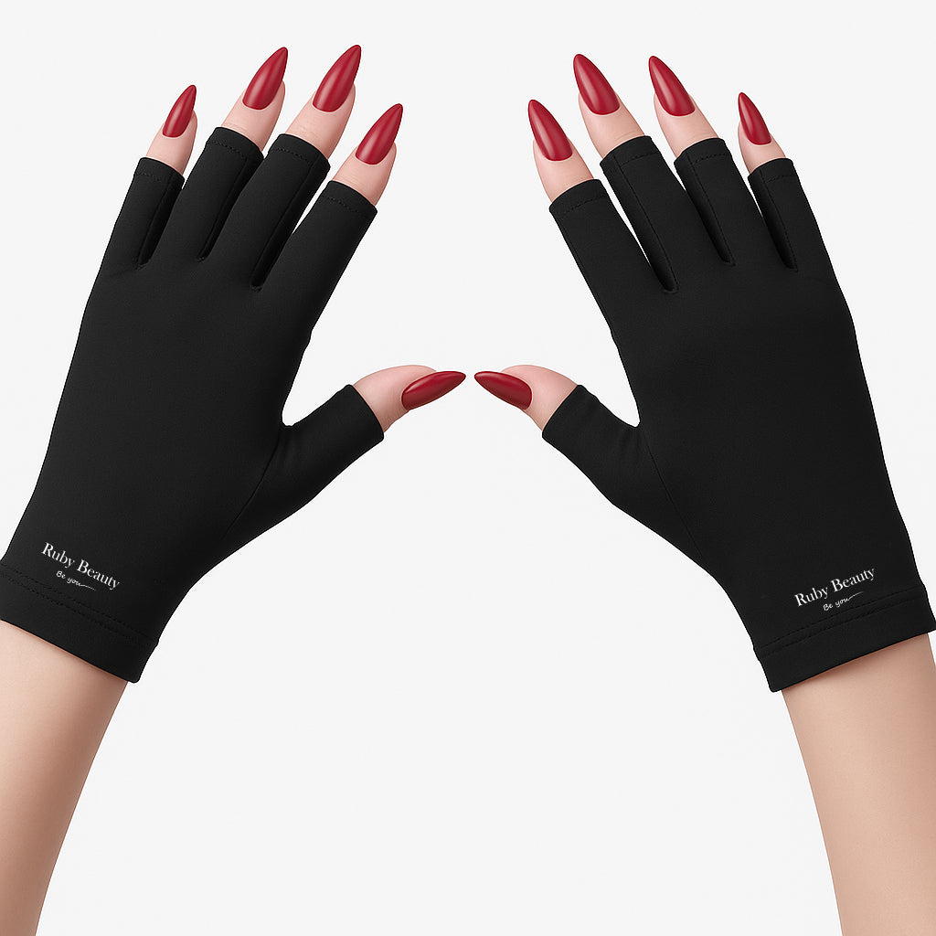 Ruby Beauty black UV protection manicure gloves front view