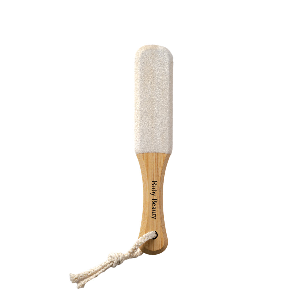 Ruby Beauty Wooden Foot File with rope handle β double-sided dead skin remover