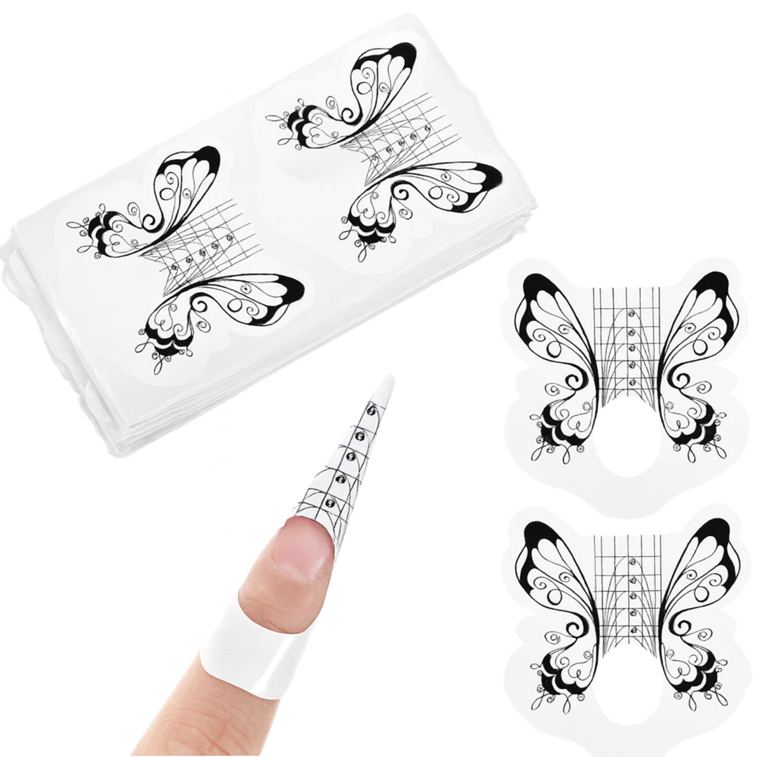 Nail extension being sculpted on butterfly form