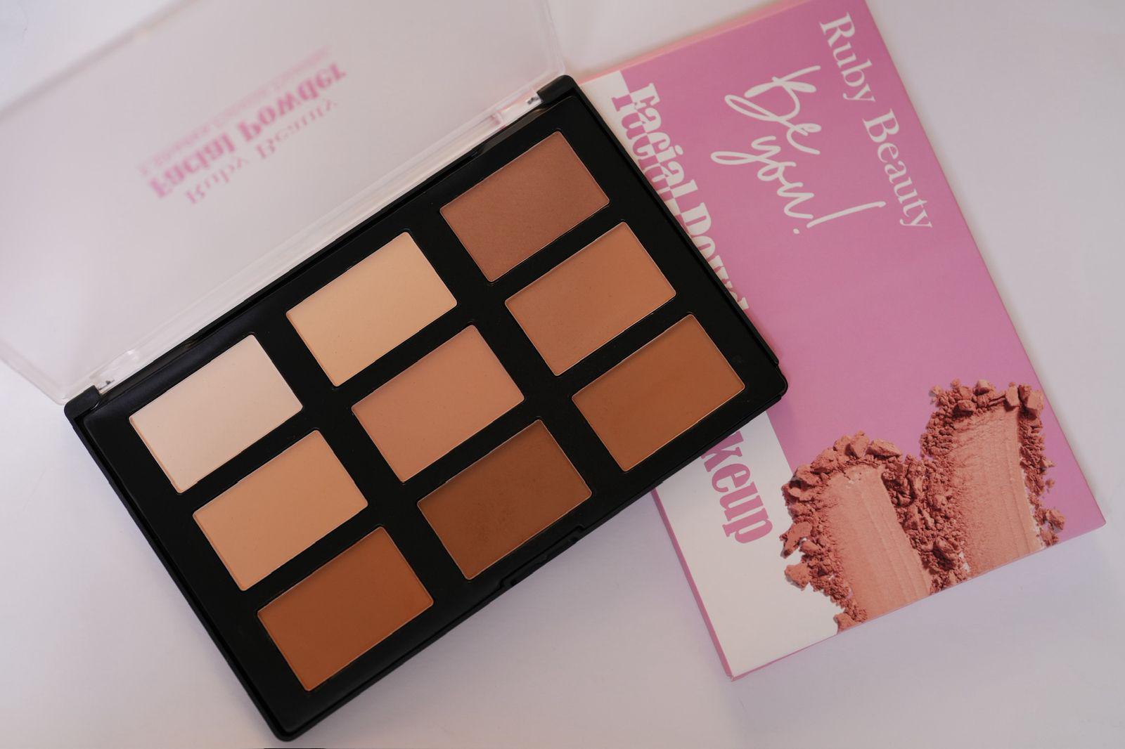 Ruby Beauty 9-shade face powder palette with matte powders for contour, highlight, and setting – Lebanon makeup