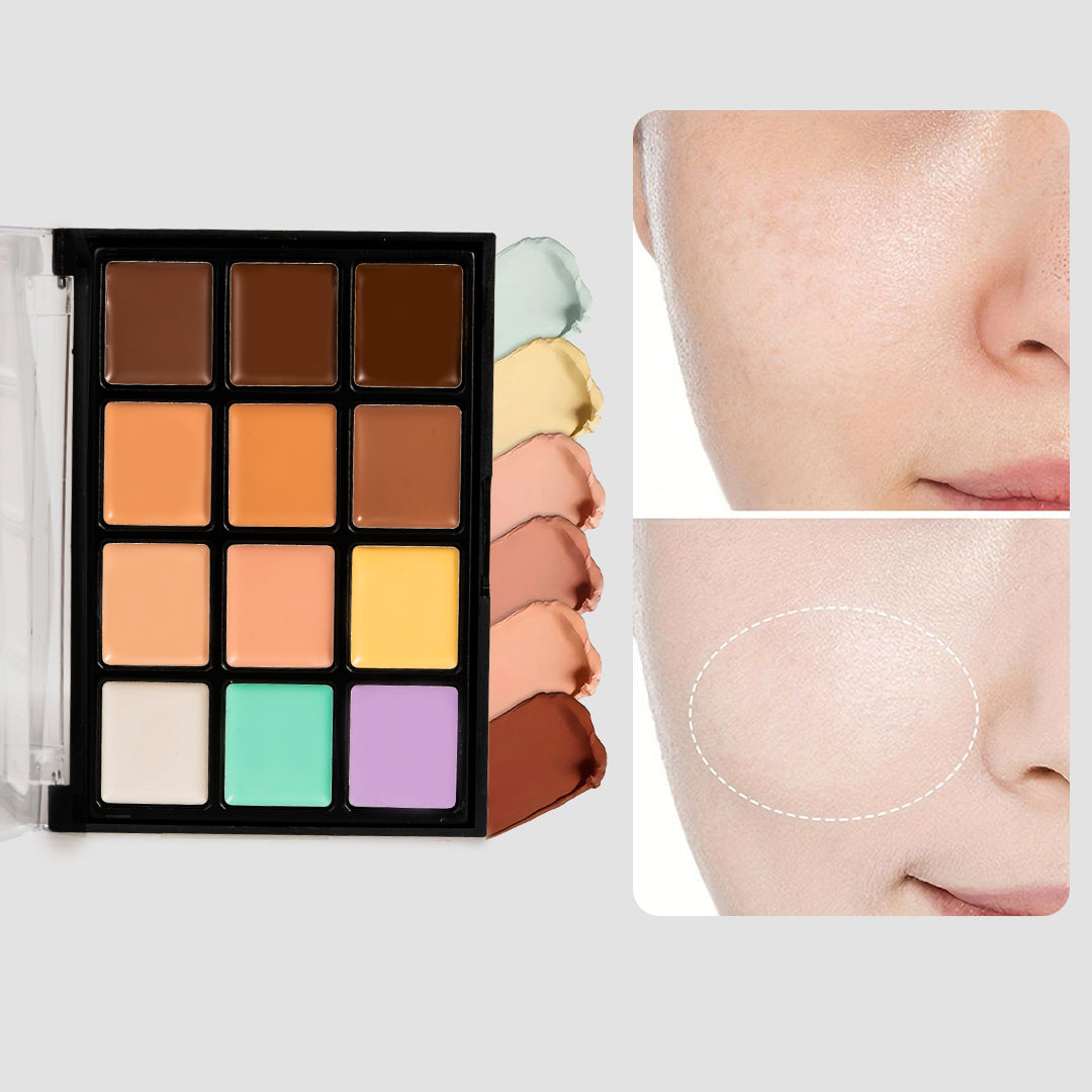 Ruby Beauty Corrector Palette swatches with before and after results
