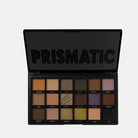 Ruby Beauty Prismatic Eyeshadow Palette – 18 open shades in matte, shimmer, and metallic finishes.