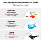 Features of Ruby Beauty UV protection manicure gloves