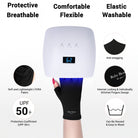 UV manicure gloves protecting hand under LED nail lamp